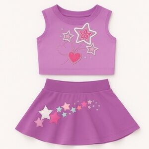 Purple Star Print Circo Skort and Top Matching Set
